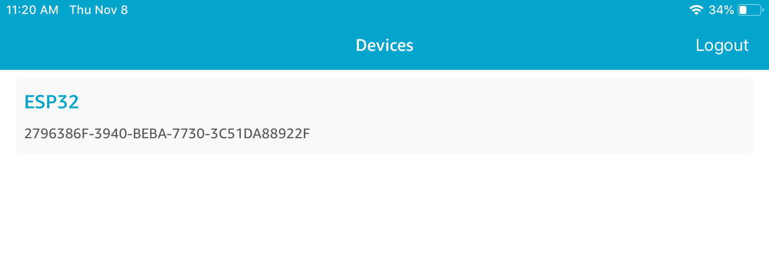 设备管理页面显示 ESP32 设备及其唯一标识符。