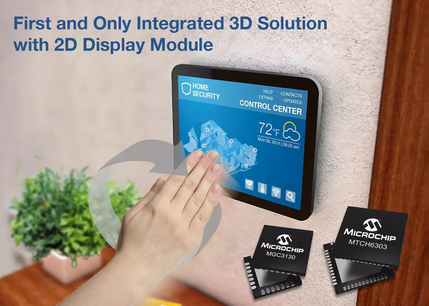 Microchip推出业内首款集成2D投射电容式触摸与3D手势功能的显示屏开发工具包