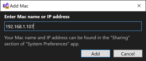输入 Mac 的 IP 地址。