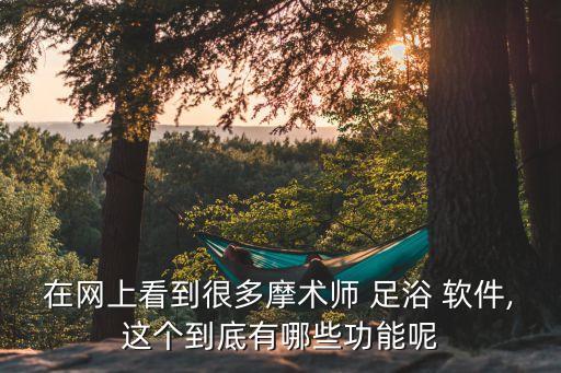 在网上看到很多摩术师 足浴 软件,这个到底有哪些功能呢